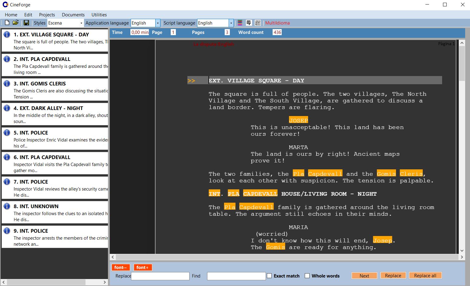 Vista de l'editor en modus fosc
